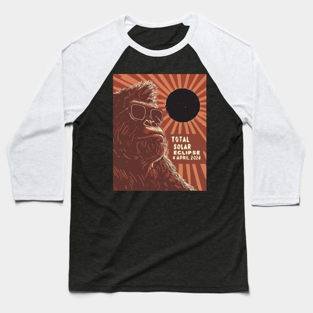 Cool Bigfoot Solar Eclipse 2024 Memorabilia Baseball T-Shirt by Obotan Mmienu
